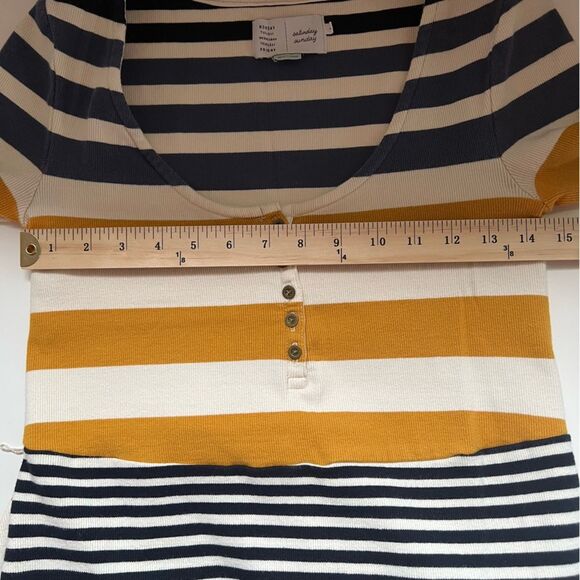 Saturday Sunday Anthropologie Dress Ribbed Striped Midi Size Small - Picture 9 of 10